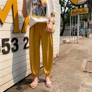 Drawstring Cuff Wide-leg Pants