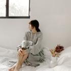 Raglan-sleeve Long Hoodie Dress Gray - One Size