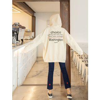 Plus Size Letter-printed Zip-up Hoodie