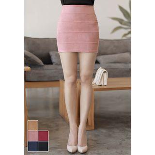 Seam-trim Faux-suede Mini Skirt