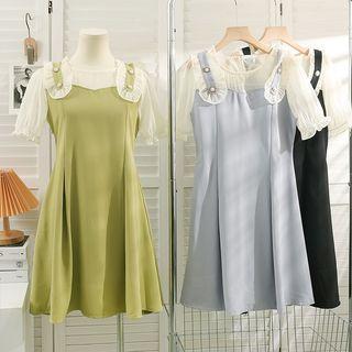 Details Mock Two-piece Midi Dress