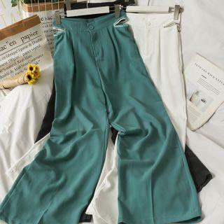 Zipper-waistline Wide-leg Pants