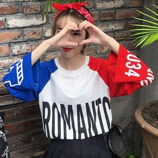 Color Block Printed Long-sleeve T-shirt