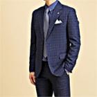 Notched-lapel Single-breasted Plaid Jacket