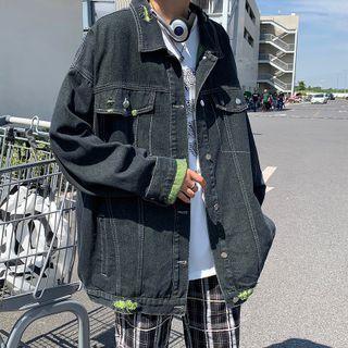Drop-shoulder Button-up Denim Jacket