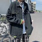 Drop-shoulder Button-up Denim Jacket