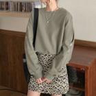 Leopard Print Mini A-line Skirt / Plain Sweatshirt