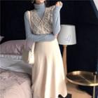 Lace Vest / Long-sleeve Top / Knit Skirt