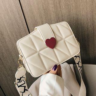 Heart Buckle Wide Strap Crossbody Bag