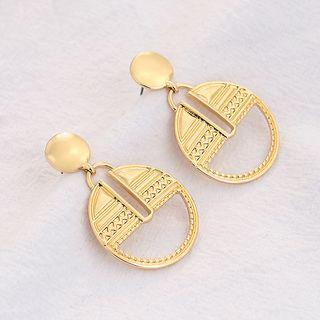 Metallic Cutout Disc Drop Earring As Shown In Figure - One Size