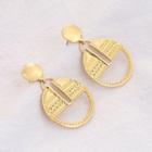 Metallic Cutout Disc Drop Earring As Shown In Figure - One Size