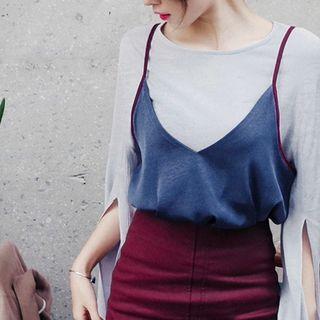 Spaghetti-strap Contrast-trim Top