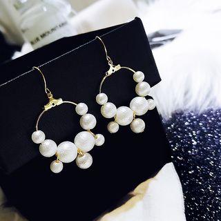 Pearl Charm Hoop Earring 1 Pair - As Shown In Figure - One Size