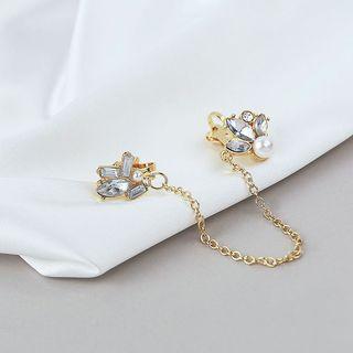 Rhinestone Ear Cuff Clip-on Earring 1 Pc - A Shown In Figure - One Size
