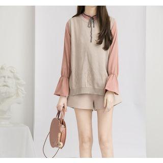Split Hem Knit Vest Light Blue - One Size