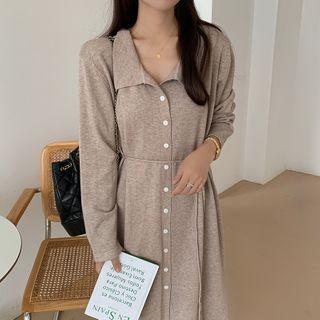 Collared Button Midi Knit Dress