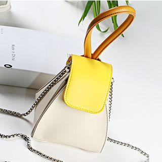 Faux-leather Color-block Pouch