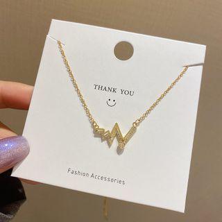 Heartbeat Rhinestone Pendant Stainless Steel Necklace X556 - Gold - One Size