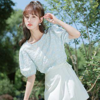 Plain Floral Lace Oversize Blouse