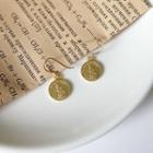 925 Sterling Silver Coin Hook Earring 1 Pair - Gold - One Size
