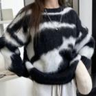 Jacquard Fluffy Sweater Black - One Size