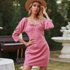 Long-sleeve Twisted Mini A-line Dress