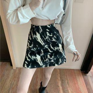 High Waist Tie Dye Mini Skirt