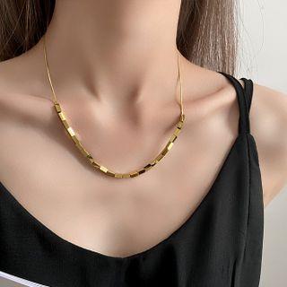 Block Pendant Stainless Steel Necklace Necklace - Block - Gold - One Size