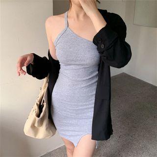 Spaghetti Strap Mini Bodycon Dress / Single-breasted Blazer