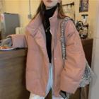 Corduroy Padded Zip Jacket Pink - One Size