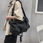 Plain Strappy Nylon Crossbody Bag Black - One Size