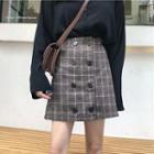 Mini Plaid A-line Skirt As Shown In Figure - One Size