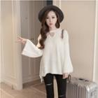 Keyhole-front Bell-sleeve Sweater