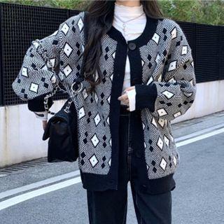 Patterned Cardigan / Long-sleeve T-shirt