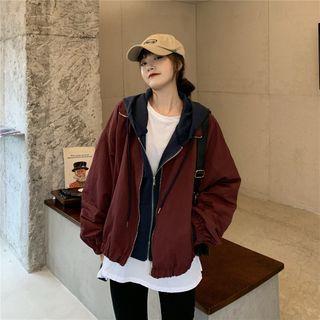 Mock-neck Plain Zip Jacket