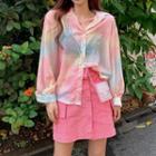 Dye Print Shirt / Pocket Detail Straight-fit Skirt