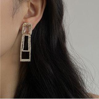 Faux Crystal Rhinestone Dangle Earring 1 Pair - Gold - One Size