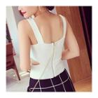 Cutout V-neck Knitted Tank Top