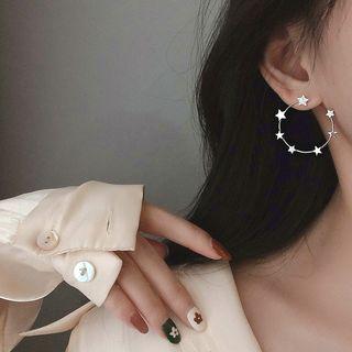 925 Sterling Silver Star Hoop Earring 1 Pair - Earrings - Star - One Size