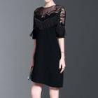 Fringed Elbow-sleeve Shift Dress