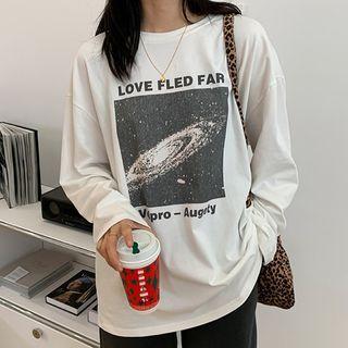Long-sleeve Galaxy Print T-shirt