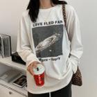 Long-sleeve Galaxy Print T-shirt