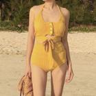 Buttoned Cable Knit Bikini