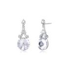 925 Sterling Silver Fashion Tower White Austrian Element Crystal Round Earrings Silver - One Size
