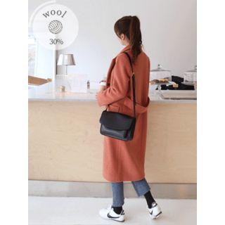 Patch-pocket Single-breasted Wool Blend Coat