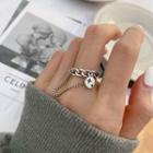 Layered Chain Sterling Silver Open Ring Silver - One Size