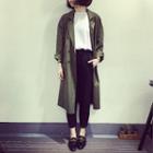 Lapel Double-breasted Plain Trench Coat