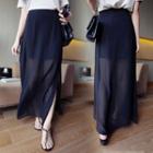 Slit Maxi A-line Chiffon Skirt Black - One Size