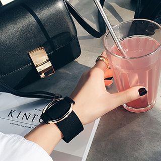 Round Buckle Faux Suede Bracelet