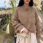 Woolen Cable-knit Sweater Beige - One Size